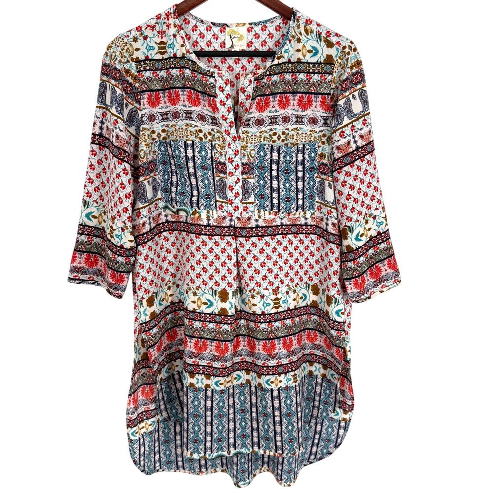 Fig & and Flower Medium Artsy Boho Bohemian Blouse Shirt Top